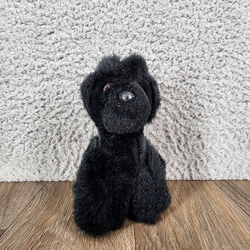 Vintage Russ Berrie Cheri Black Poodle Plush Stuffed Animal Dog 6 Inch